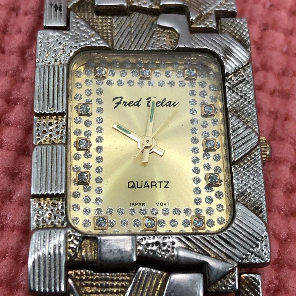 Fred Belay Men's Goldtone Designer Watch With Matching Band Quartz Needs Battery